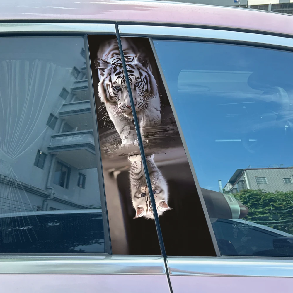 

Наклейки на автомобиль с изображением кота и тигра, сделай сам, чехол на автомобильную стойку B, царапины, водонепроницаемые, прочные, с героями мультфильмов, автомобильные украшения, наклейки для домашних животных