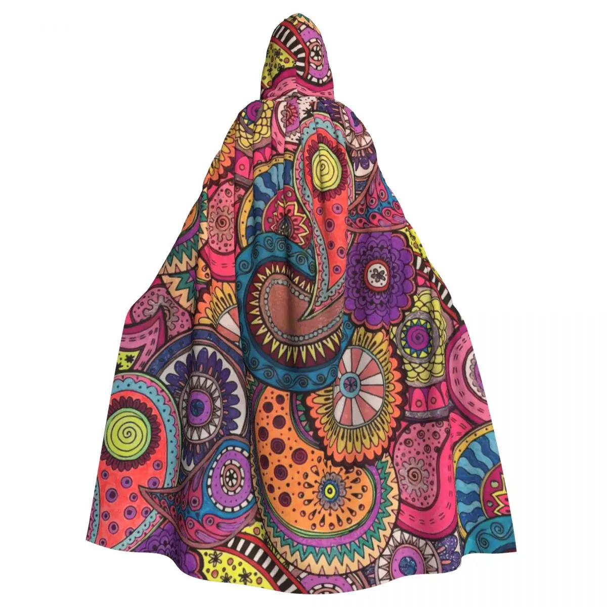 

Paisley Drawing Hooded Cloak Halloween Party Cosplay Woman Men Adult Long Witchcraft Robe Hood