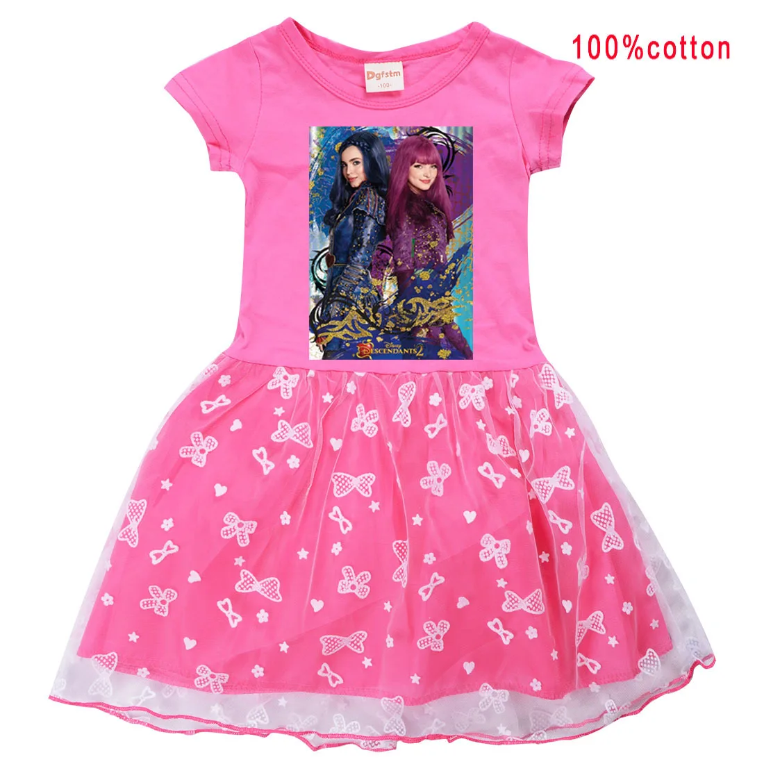 

2022 New Disney Descendants3 Summer Cartoon Printed Baby Girl Cute Cozy Birthday Party Wedding Princess Baby Dress