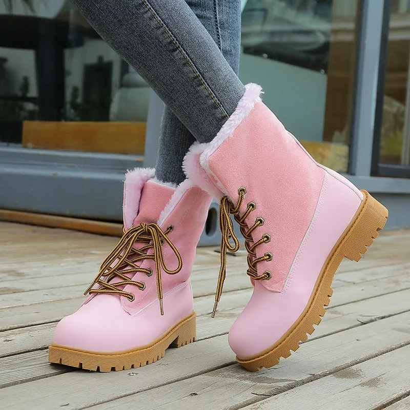 

Brand Women's Shoes Rubber Boots Round Toe Clogs Platform Australia Lace Up Fashion Rain Large Size Ladies Med Snow Rock PU Ankl