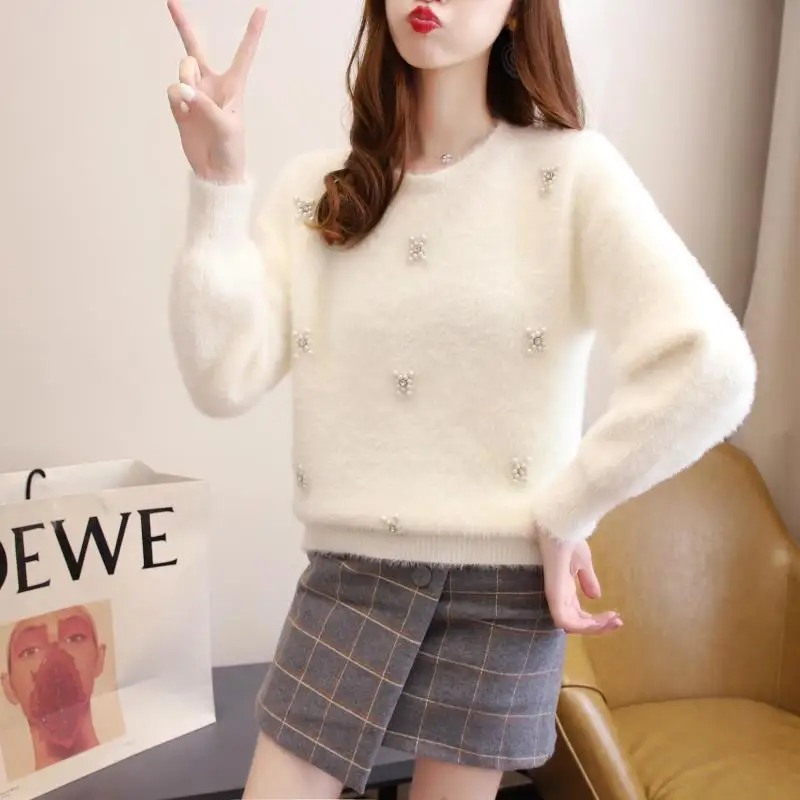 

Sweater Woman Slim Knitted Sweaters Long Sleeve Autumn Ladies Vintage Solid Knitwear Jumper Female High Quality Pullover G279