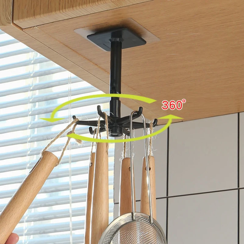 

360 Degrees Rotated Rotatable Rack Kitchen Hook Multi-Purpose Hooks For Organizer And Storage Spoon Hanger For Kitchen Gadgets