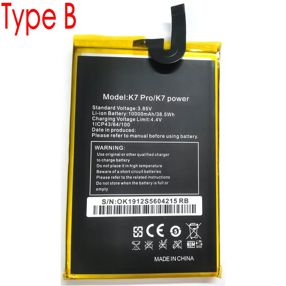 New Original 10000mAh Oukitel K7 Pro/ Power Replacement Mobile Phone Battery 1ICP5/65/101-2 1ICP43/64/100