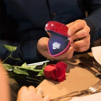 luxury crystals heart shaped led light wedding ring box women earring ring jewelry packaging display for wedding ring organ v5l8