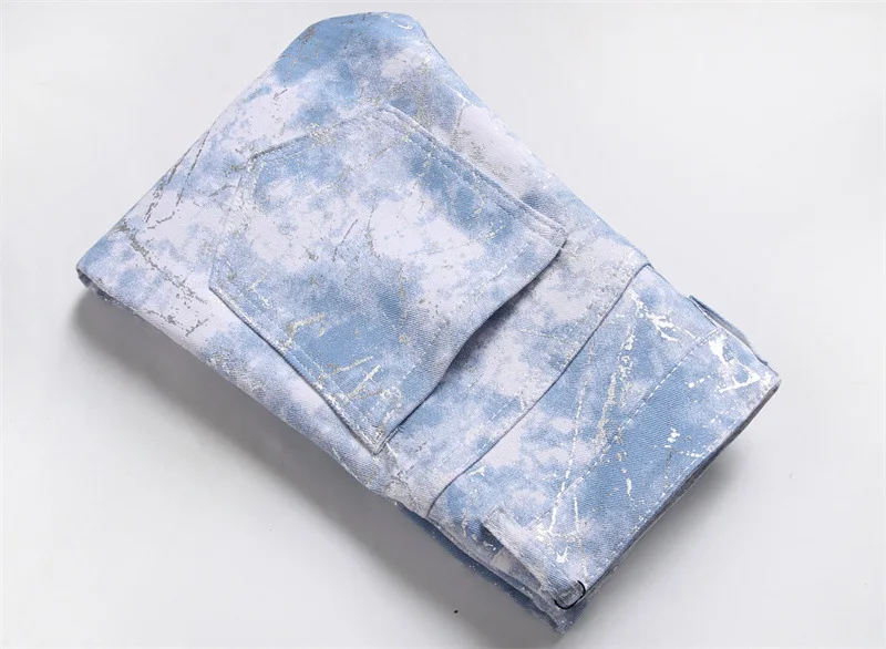 New Summer Street Men's Jeans Digital Printed Cotton Trousers for Men Fashion Mid-waist Casual Men Jeans