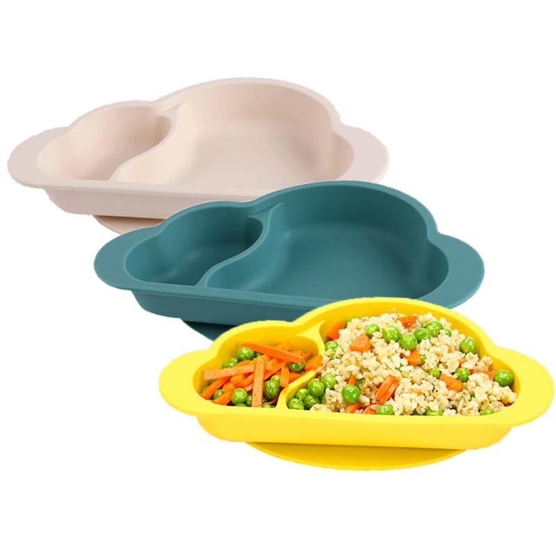

Lovely Cloud Baby Bowl with Suction Cup Baby Feeding Food Tableware Silicone Dinner Plates Kid Dishes Children Eating Dinnerware