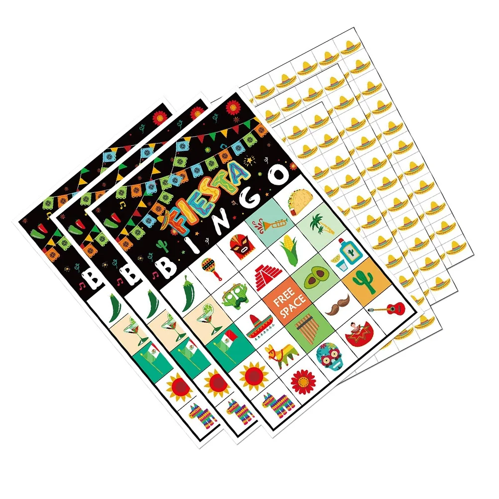 

1 Set Mexican Bingo Game Set Party Game Bingo Cards for 24 Persons (Black)