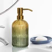 transparent green gradient soap dispenser vertical stripes glass shampoo bottle bathroom accessories press lotion sub bottle