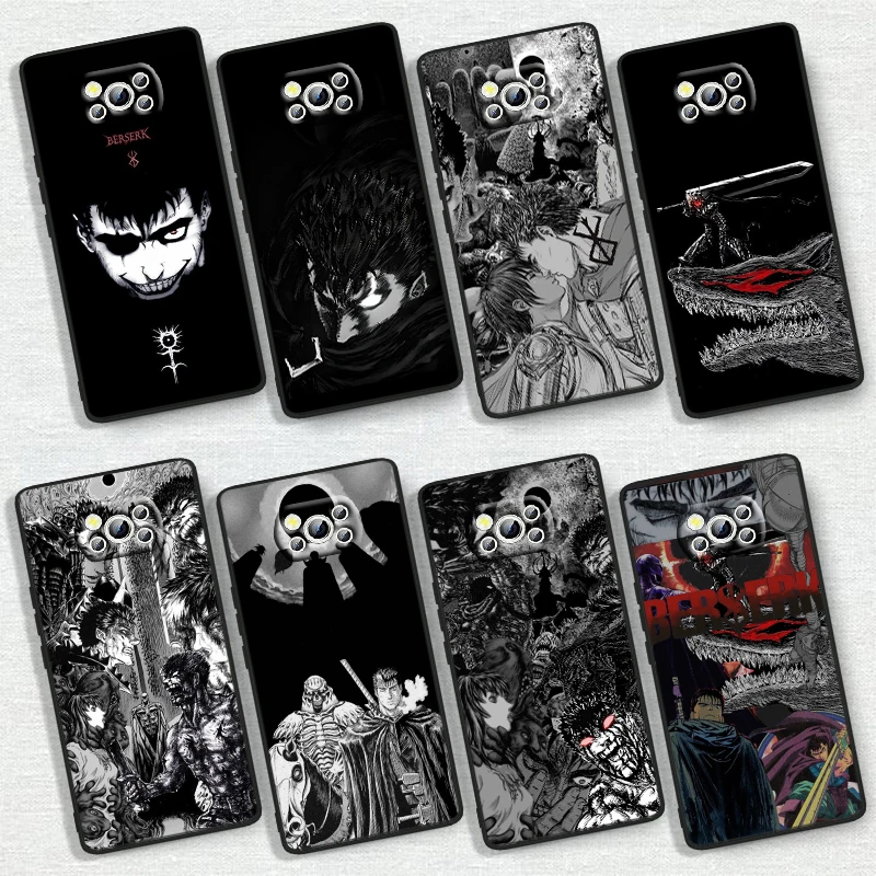 Мягкий черный чехол для телефона с рисунком аниме берзер Xiaomi Poco X6 X5 X4 X3 F4 F3 NFC M6 M5 M4
