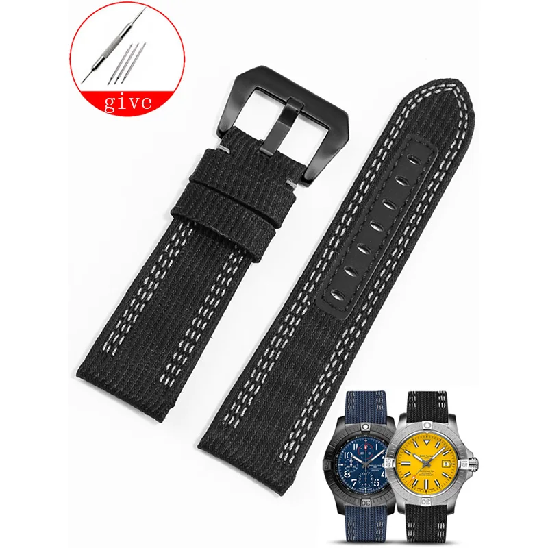 

24 26mm Quality Canvas Watchband Suitable For 984 PAM01358 Series Pin Buckle Accessories Black Blue Nylon Panerai Wristband