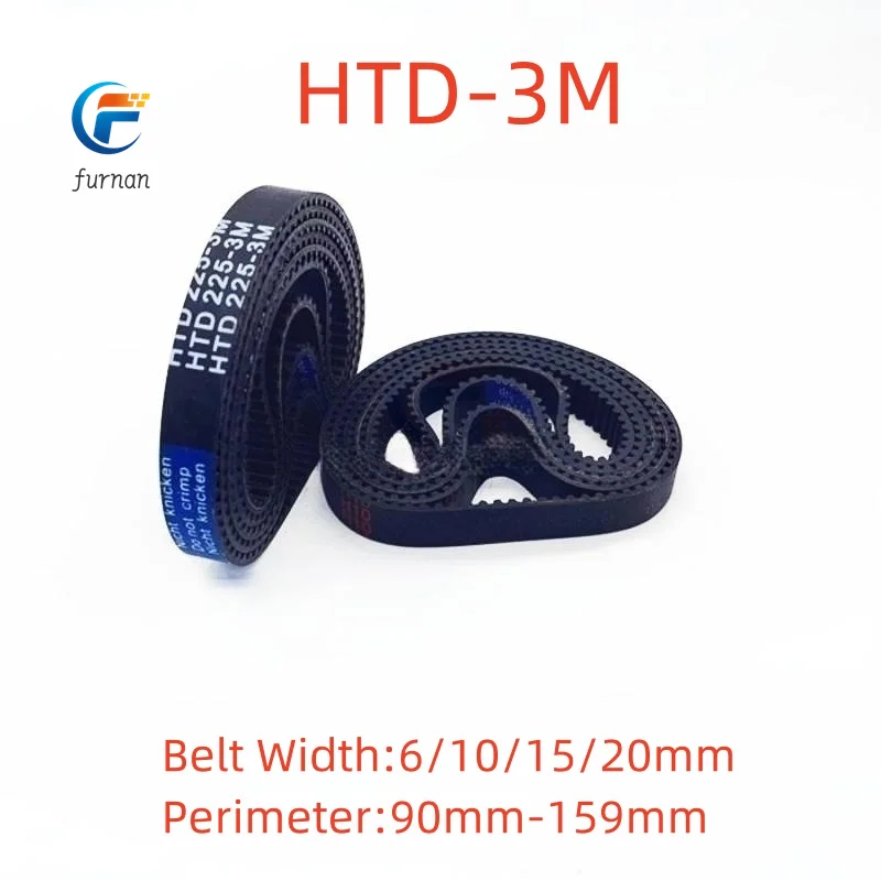 

HTD-3M Rubber timing belt length 90/99/105/108/111/114/117/120-144/147/150/153/156mm suitable for 6/10/15/20mm wide pitch 3mm