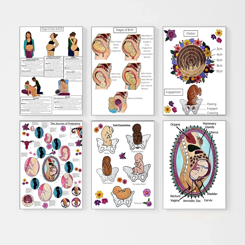 Цифровой плакат по тему работы и родов печать на холсте без рамы