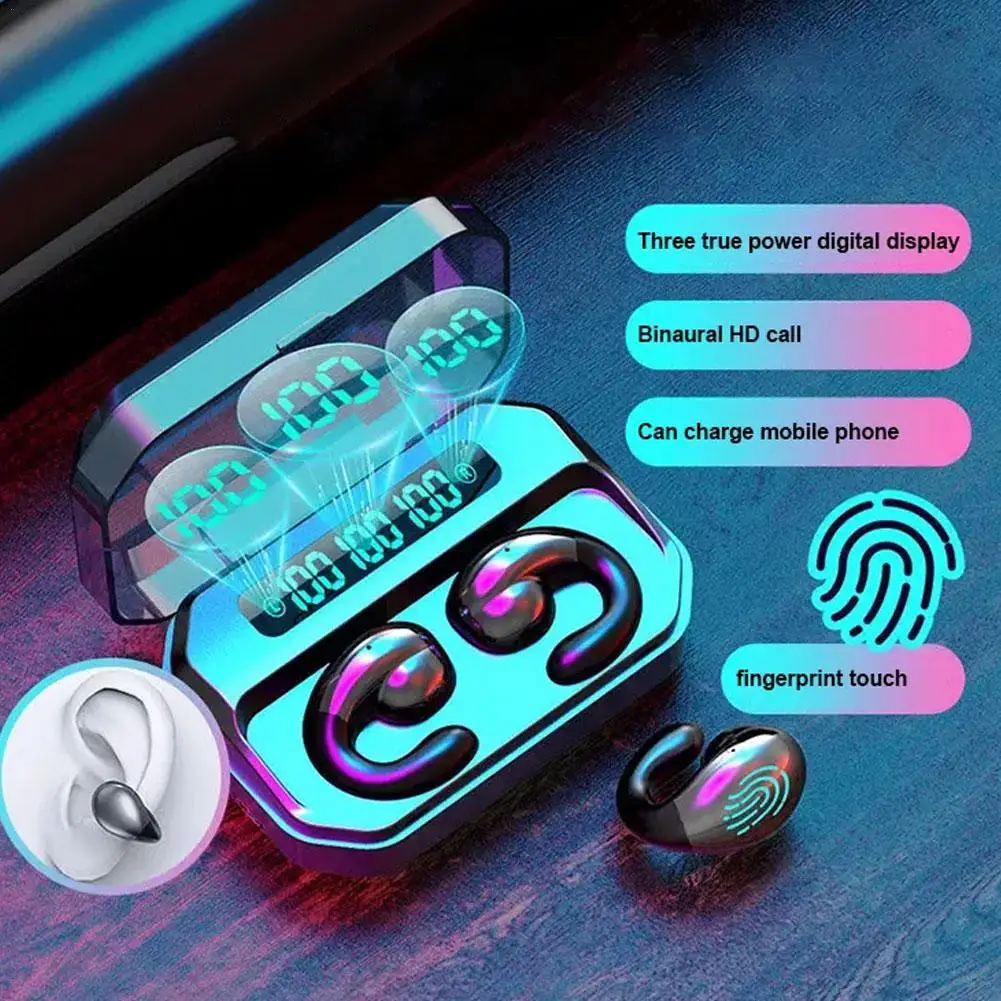 

Беспроводные Bluetooth-наушники, мини-наушники с костной проводимостью, шумоподавлением, спортивные наушники TWS со сканером отпечатков пальцев, спортивные наушники