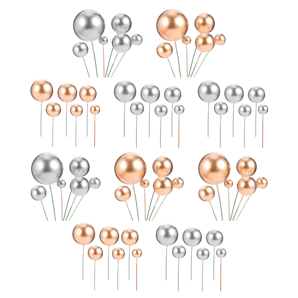 

60 шт. топперы для тортов, украшения для торта на день рождения, мячи для украшения торта, серебристые, золотистые медиаторы для торта, украшения для торта
