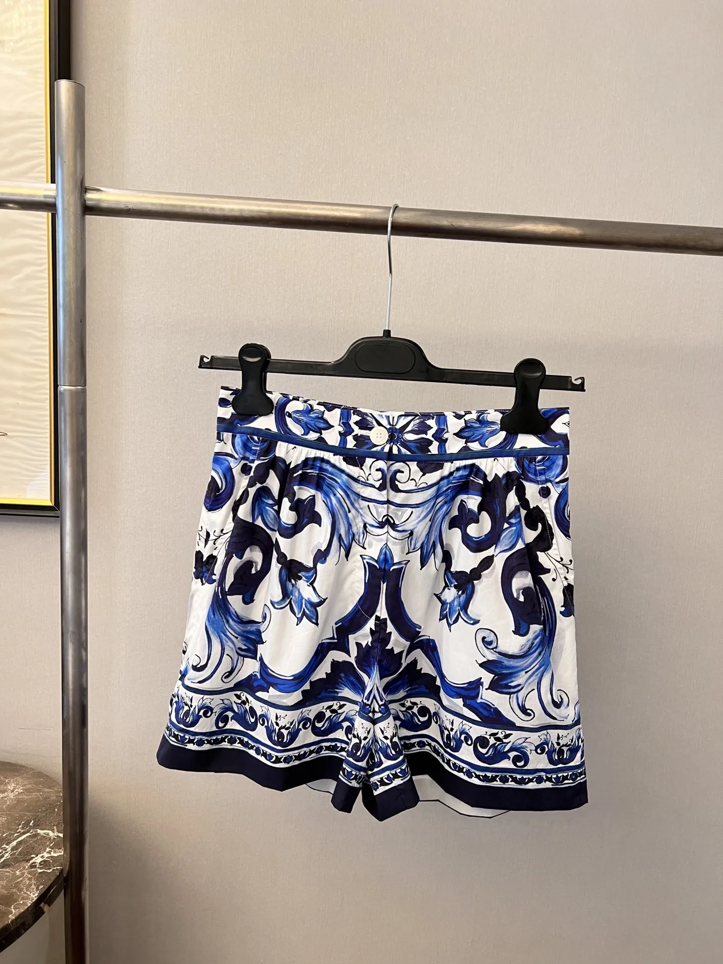 

Female Clothing Women's Pants Woman Clothes Shorts Summer 2022 Women's Pants High Waist Blue-and-white Porcelain Printing Shorts