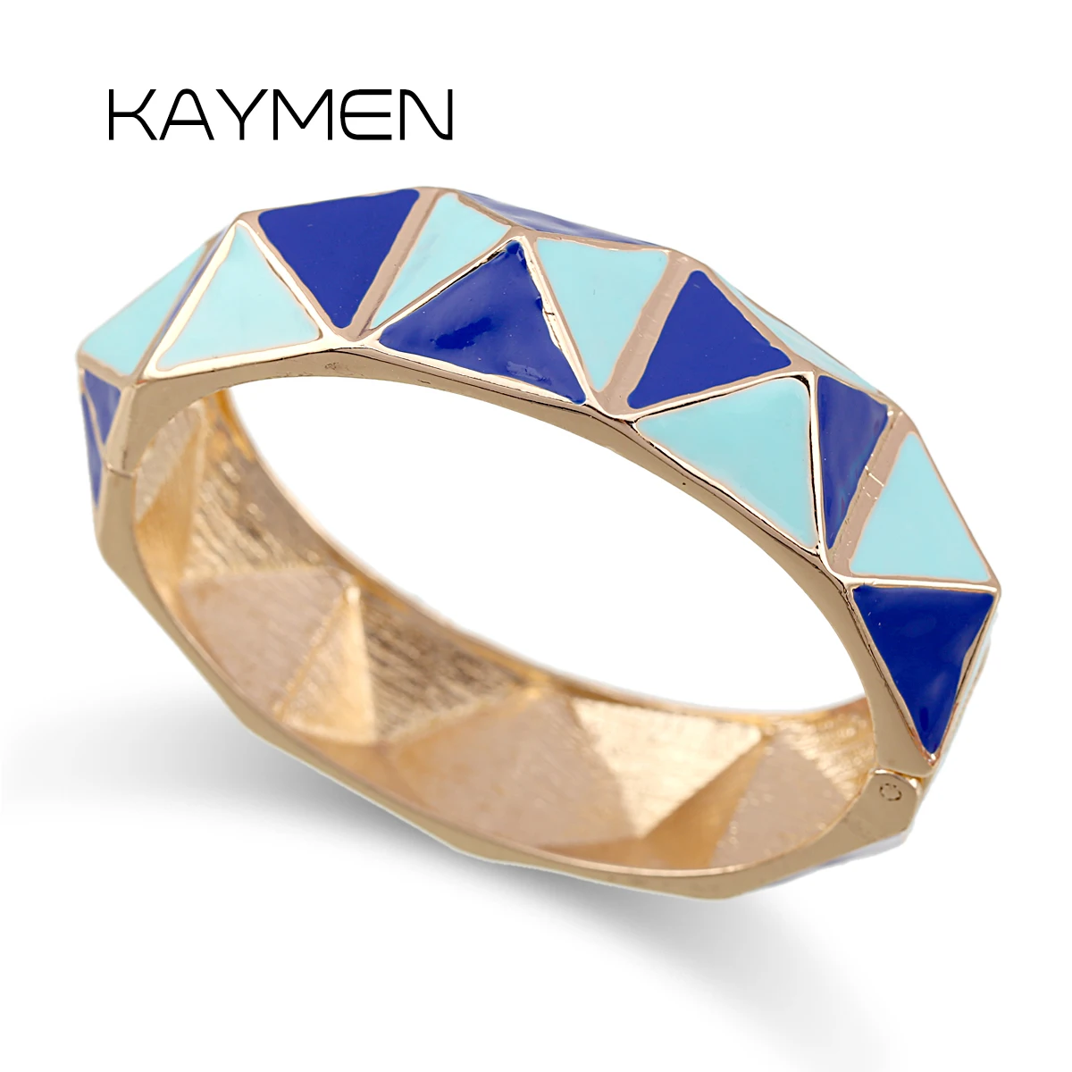 

KAYMEN Fashion Girls Enamel Colorful Geometric Figure Statement Cuff Bracelet Gold Plating Bangle for Women Party Prom Jewelry