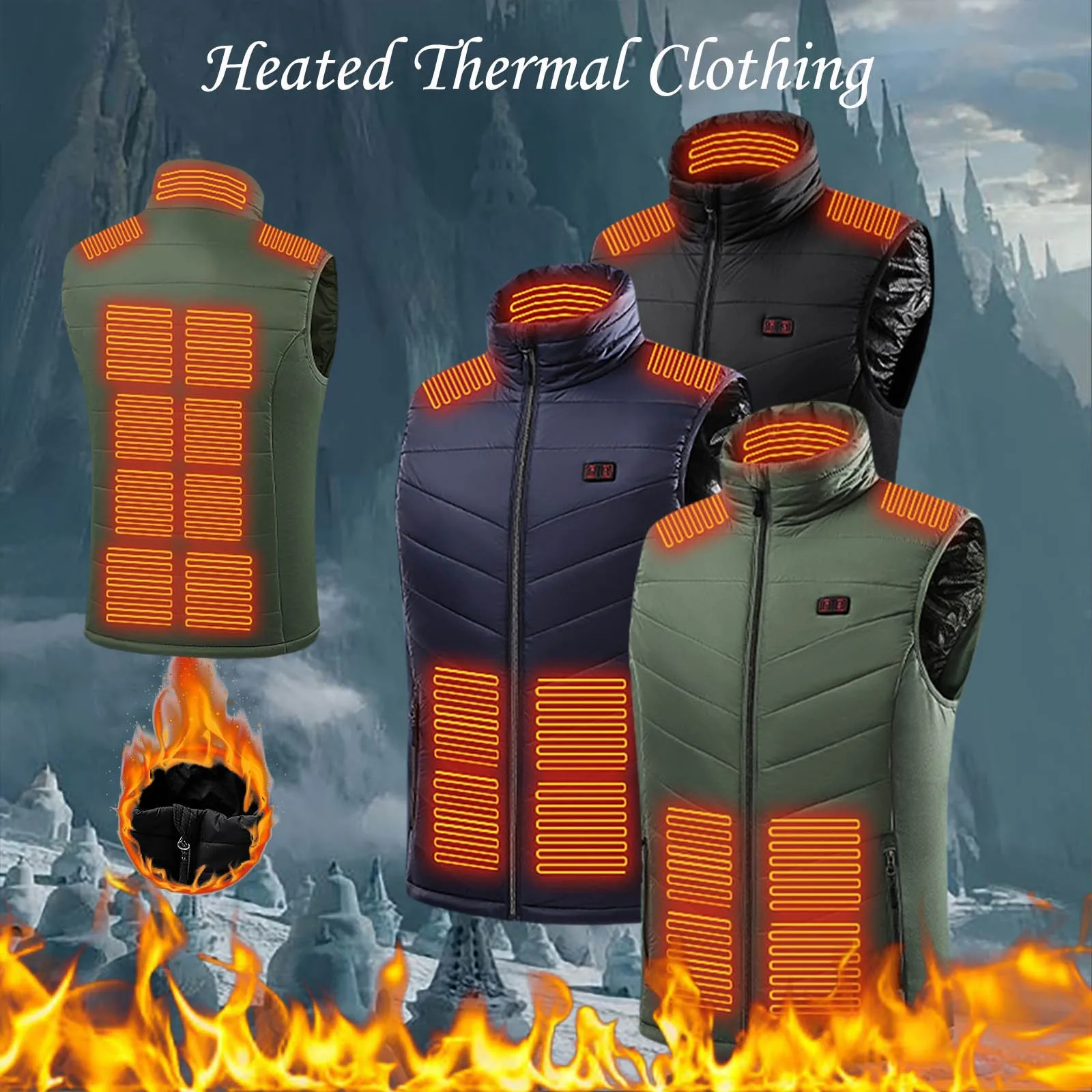 

Мужской осенне-зимний жилет для пеших прогулок с 15 зонами обогрева, теплый костюм, Электрический жилет с подогревом, теплая куртка для мужчин