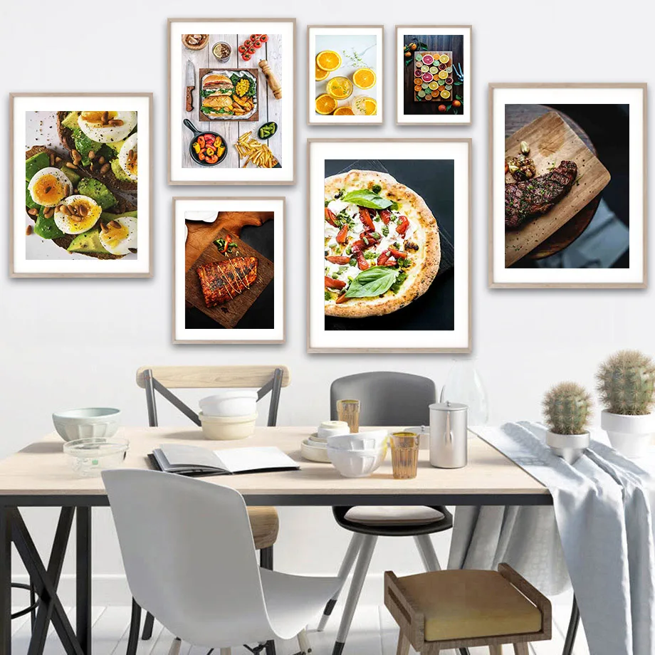

Food Steak Hamburger Pizza Tomato Egg Wall Art Canvas Painting Nordic Posters And Prints Pictures For Living Room Home Decor
