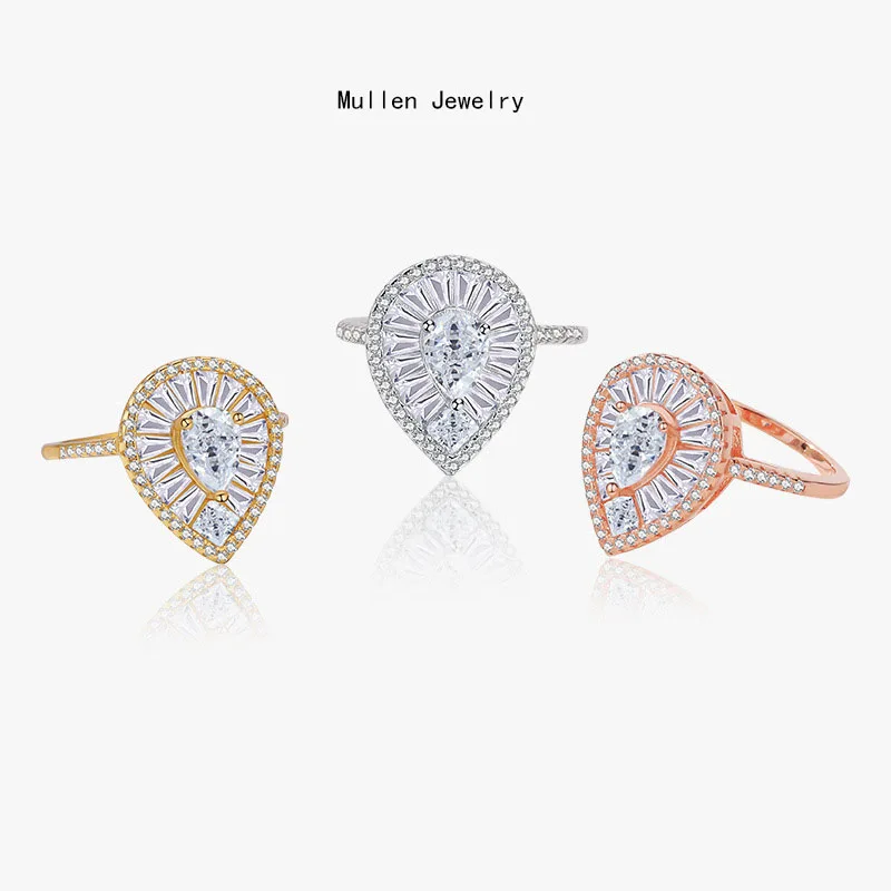 

Big Drop Exaggerated S925 Sterling Silver Ring Women's Fashion Full Of Zircon Sparkle Fine jewelry