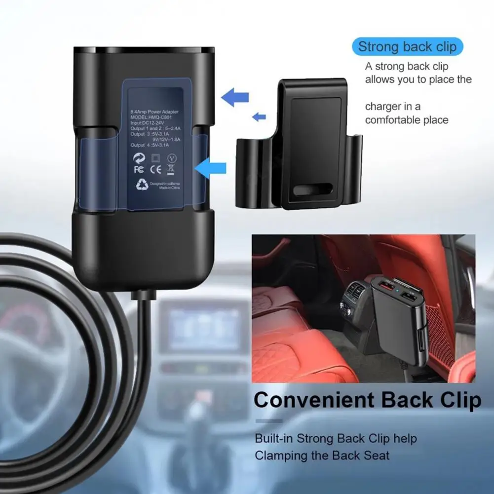 

Car Charger QC3.0 Fast Charging 12-24V 8A 4 USB Port Phone Charger Multi-protection Car Accsesories For Auto