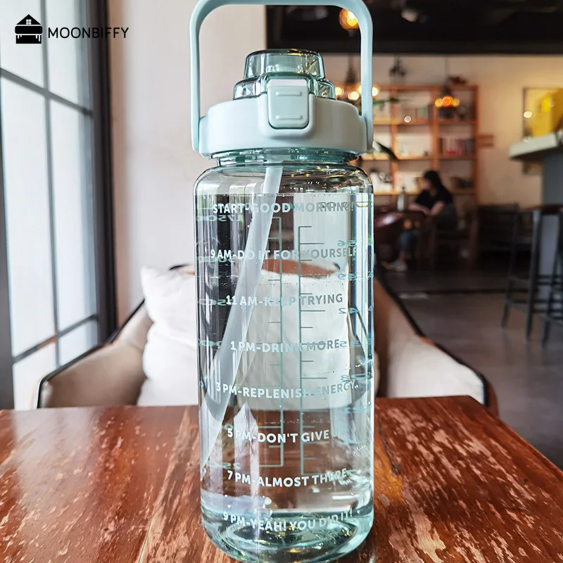 2000 мл Большая вместительная чашка для воды короткая спортивная бутылка с