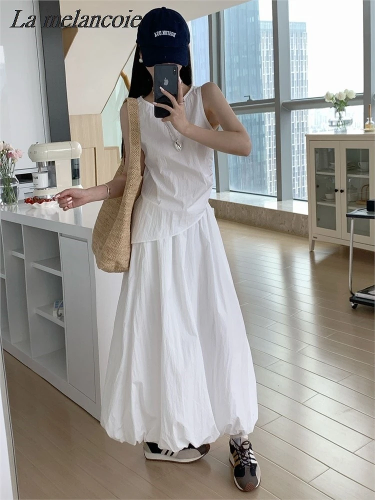 Женский комплект с юбкой и топом без рукавов асимметричная майка юбка завышенной