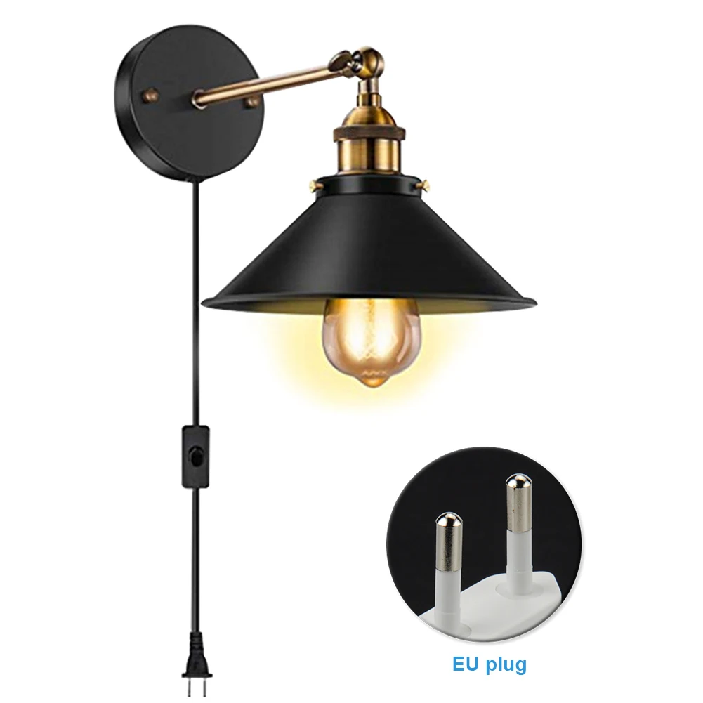 

Garage Wall Lamp Iron With LED Bulb Black Hardwire Plug In Lighting Fixture Sconces Outdoor Industrial Vintage Garden Landscape