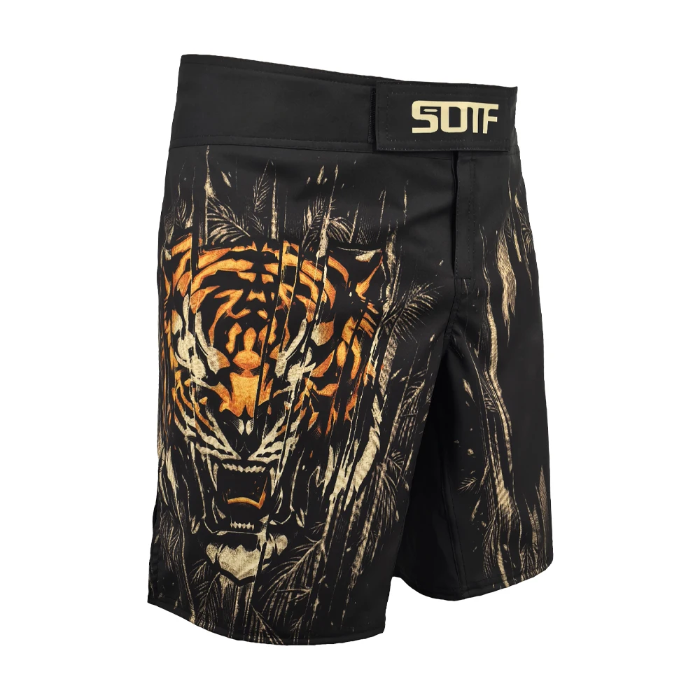 Фото Боксерские шорты SOTF MMA для взрослых с принтом змеи и красным геометрическим узором, для тайского бокса, ММА, Санда, спортивная одежда №3