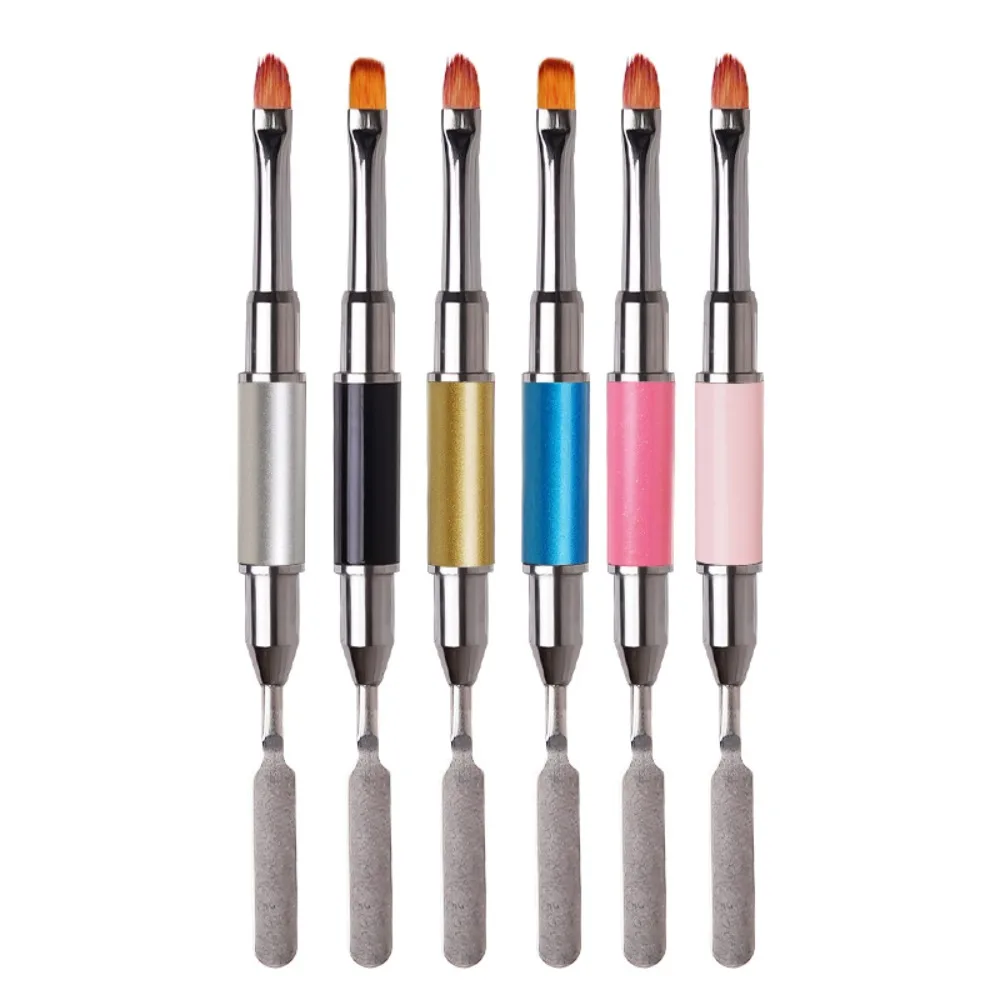 

1PCS UV Gel Extension Generator 2 in 1 Design Nail Brush & Scraper Practice Palette Pole Double Ended Nail Drawing Pen