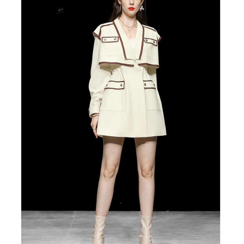 

Spring 2022 New Women's Wear British Style Retro Loose Short Windbreaker Temperament Long Sleeve Waist Closing Thin Coat Fashion