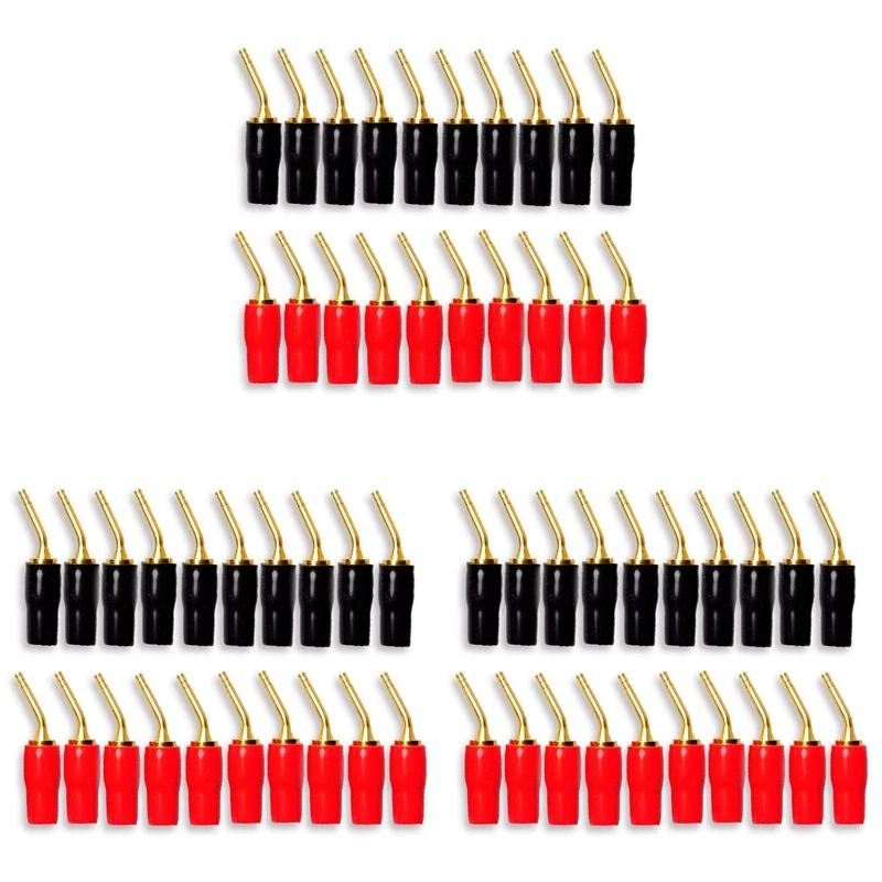 

30-Pair 2Mm Banana Plug Pin Screw Type, Audio Speaker Cable Connector Copper Gold Plated