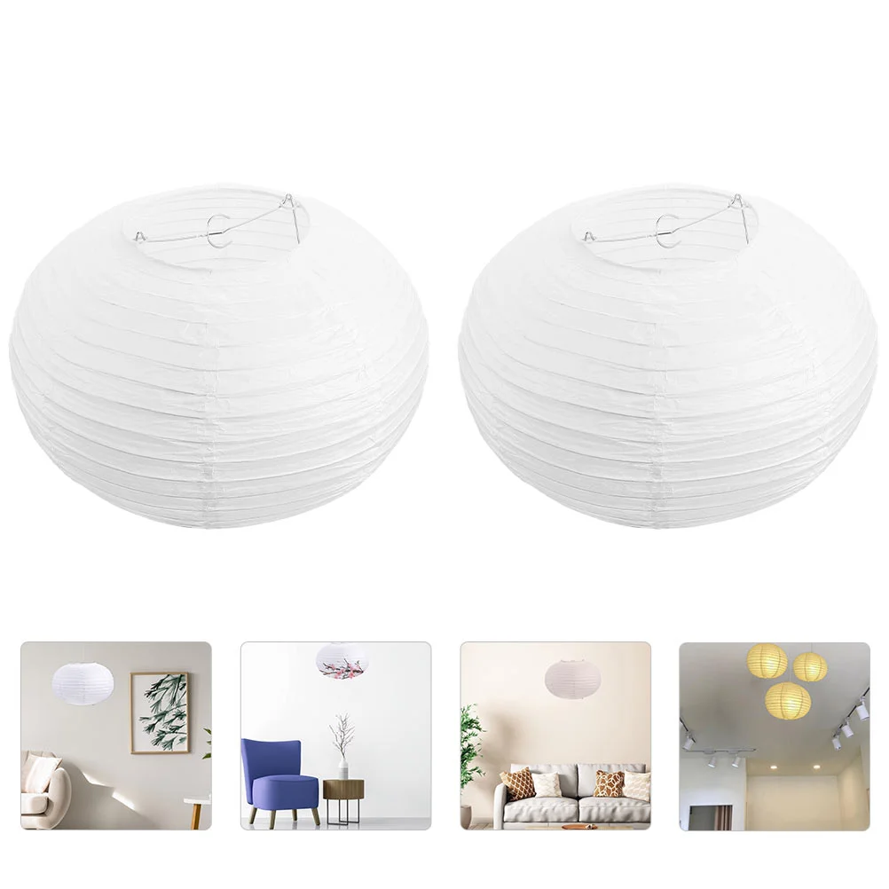 

2 Pcs Paper Lampshade Home Use Light Cover Outdoor Wedding Decorations Fine Iron Craft Delicate Japanese Lanterns