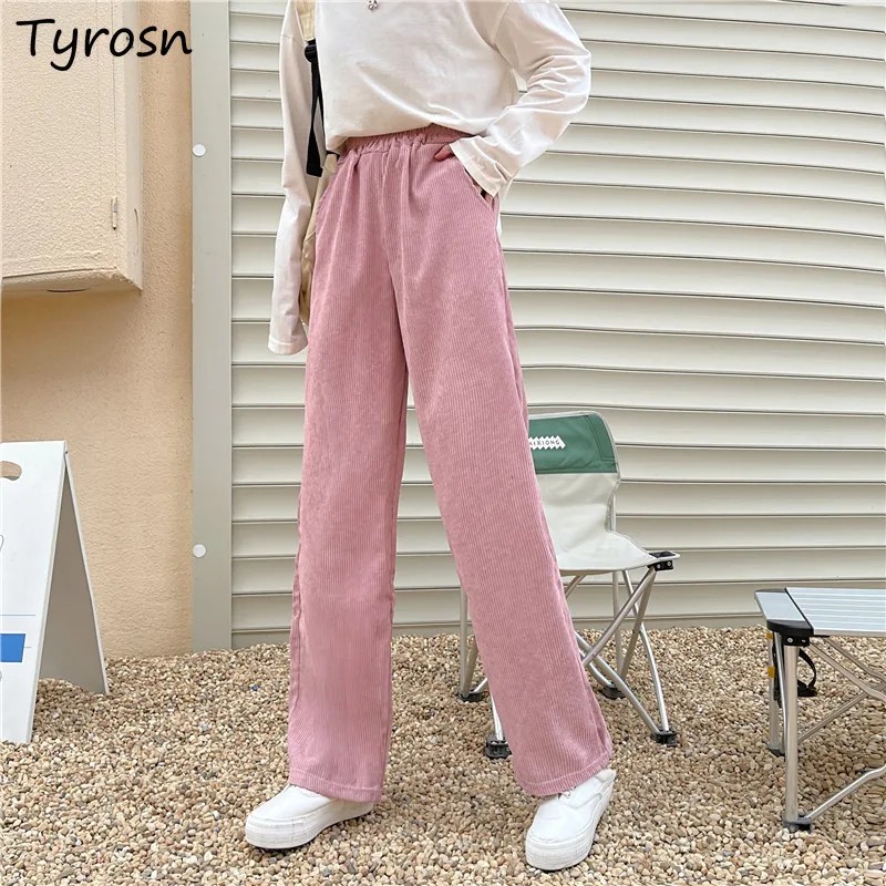 

Pants Women High Waist Simple All-match Spring Wide Leg New Trousers Korean Style Solid Fit Pockets Colorful Streetwear Female