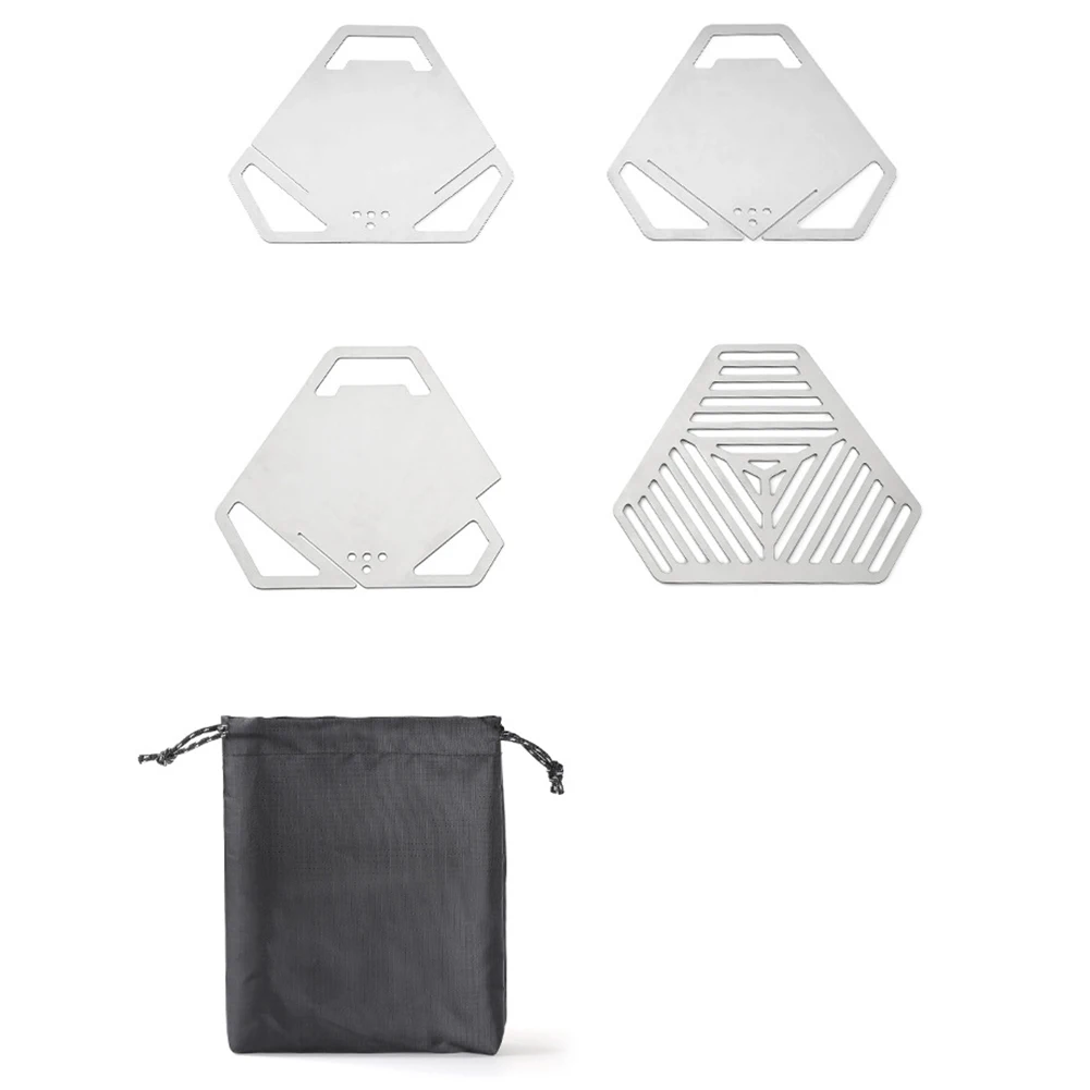 

Outdoor Grill Detachable Windproof Mini Stainless Steel Card Grill Triangle Lotus Stove Set Multi-purpose Outdoor Camping Tools