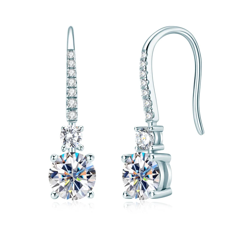

Серьги-подвески с муассанитом, серебро 6,5 пробы, 18 К