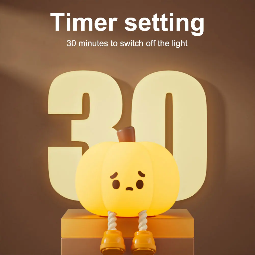 Прикроватная сенсорная лампа с тыквой на Хэллоуин силиконовый детский ночник