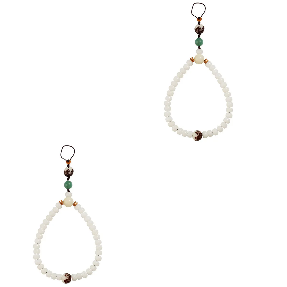 

2 Count Bodhi Mobile Phone Chain Wristlet Strap Lanyard Keychain Keys White Jade Small Men Women Wallet Holder