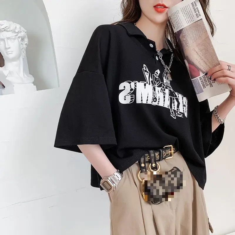 

Новинка лета 2022 простая серая футболка с коротким рукавом в стиле хип-хоп корейский Повседневный Свободный Тонкий Универсальный женский спортивный топ-поло бесплатная доставка