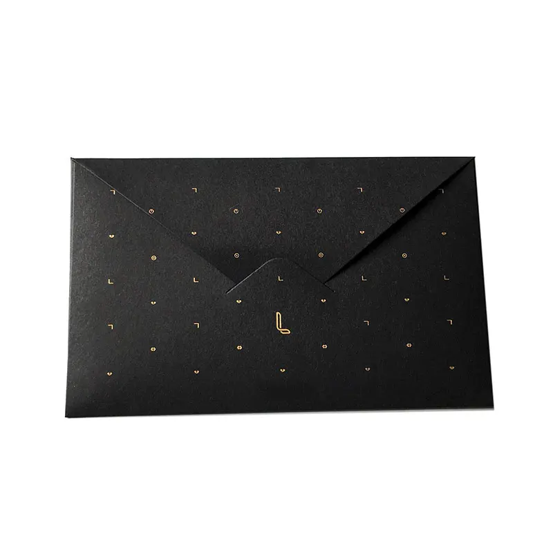 

Custom gift card black fancy paper envelope printing with gold spot