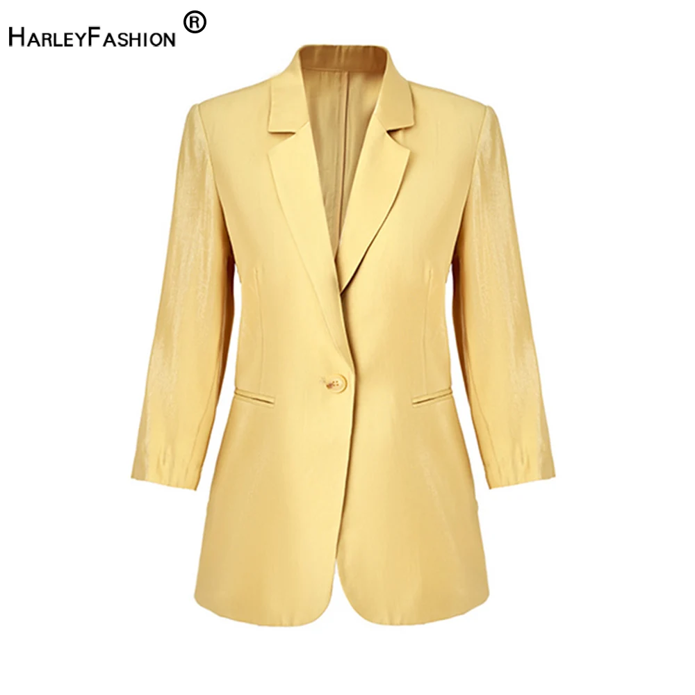 

Korean Style Casual Summer Women Blazer Single Button Thin Cool Fabric 6 Colors Cheap Price Good Quality