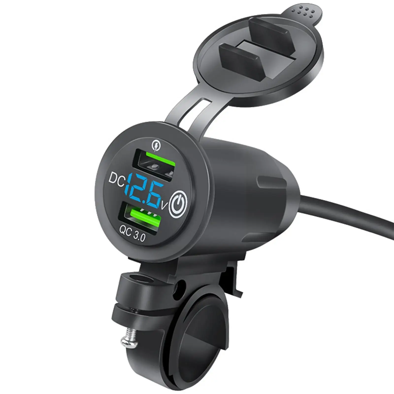 

Motorcycle Modified Charger Quick Charger Dual USB Motorcycle Socket USB QC3.0 LED Voltmeter Parts Charger Display Dual R9W1