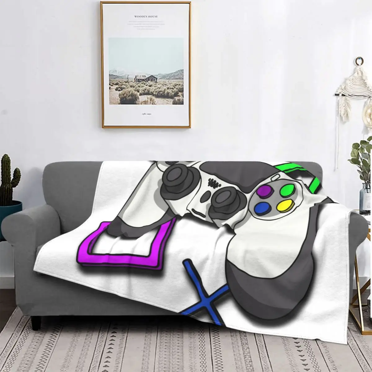 

Gamepad Style Blankets Fleece Warm Throw Blankets Sofa Throw Blanket for Home Bedroom Office Throws Bedspread Quilt