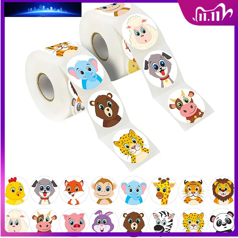 

500 шт., наклейки в виде животных с мультяшным зоопарком, фарамом