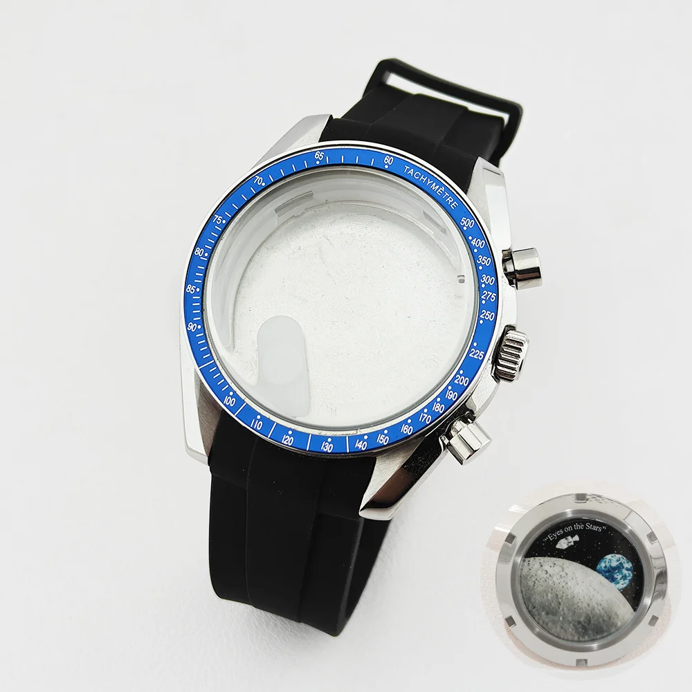 Корпус для часов ForgeLink VK63 Moon Watch с резиновым ремешком, 39,7 мм, корпус из нержавеющей стали, подходит для циферблата VK63 32,5 мм. (art.: 3920da9178f48) - 3920da9178f48