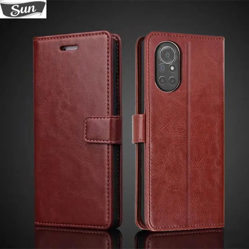 

Card Holder Pu Leather Case for Huawei Nova 8 Angela-L22B L21B L02B 6.57" Flip Cover Retro Wallet Case Business Fundas Coque