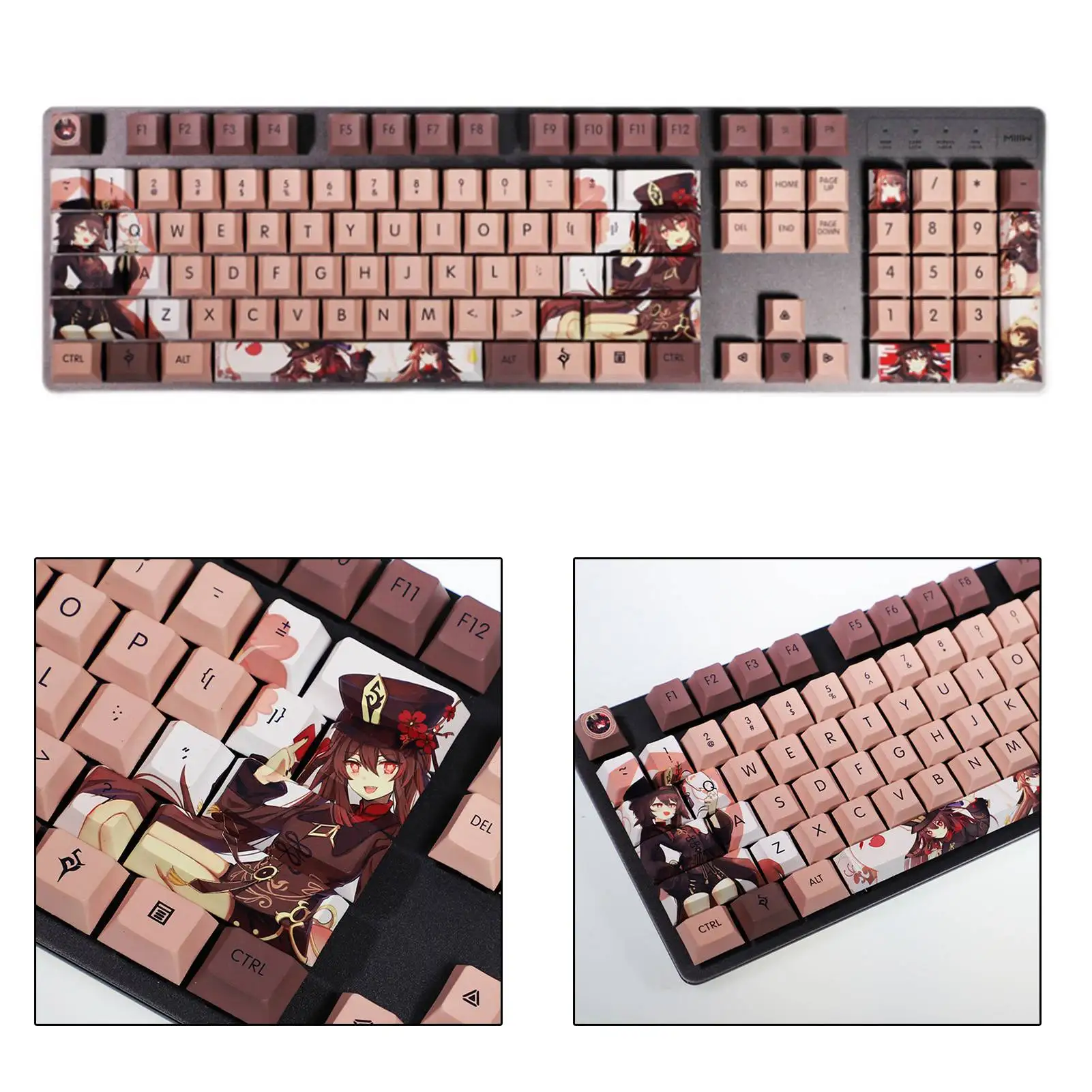 

New Games Genshin Impact Hu Tao 108 Keys PBT Keycap Set for Mechanical Keyboard