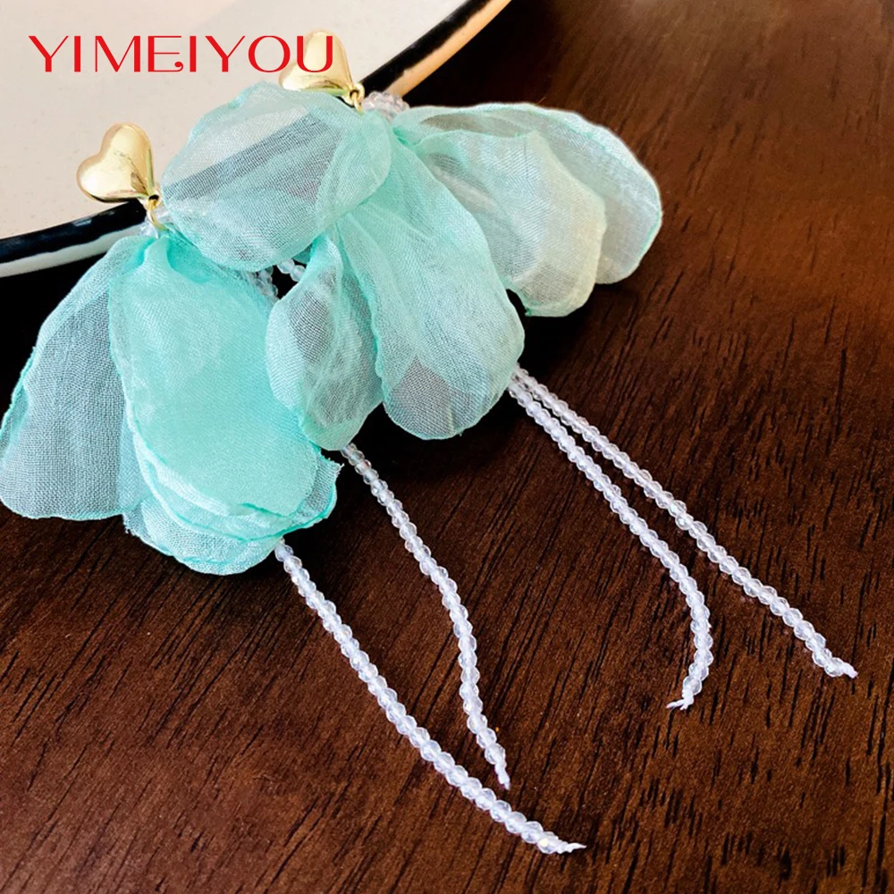 

Flowers Tessel Pearls Earrings Women Jewelry Drop Luxury Colorful Cute For Ladies Wedding Gold Color Crystal Design Accessories