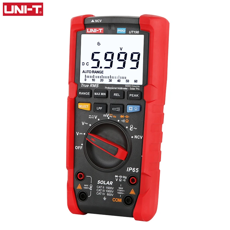 

UNI-T Multimeter Digital UT196 1500V AC DC Voltmeter True RMS Capacitor Tester Frequency Meter Peak Hold IP65
