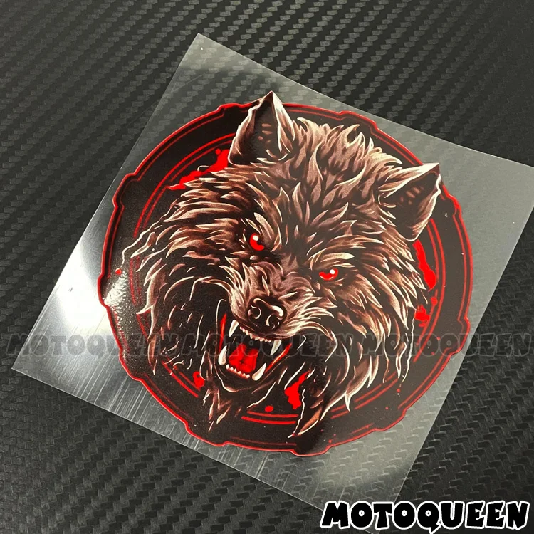 Мотоциклетная наклейка на бак алюминиевый боковой ящик волк пламя всадник