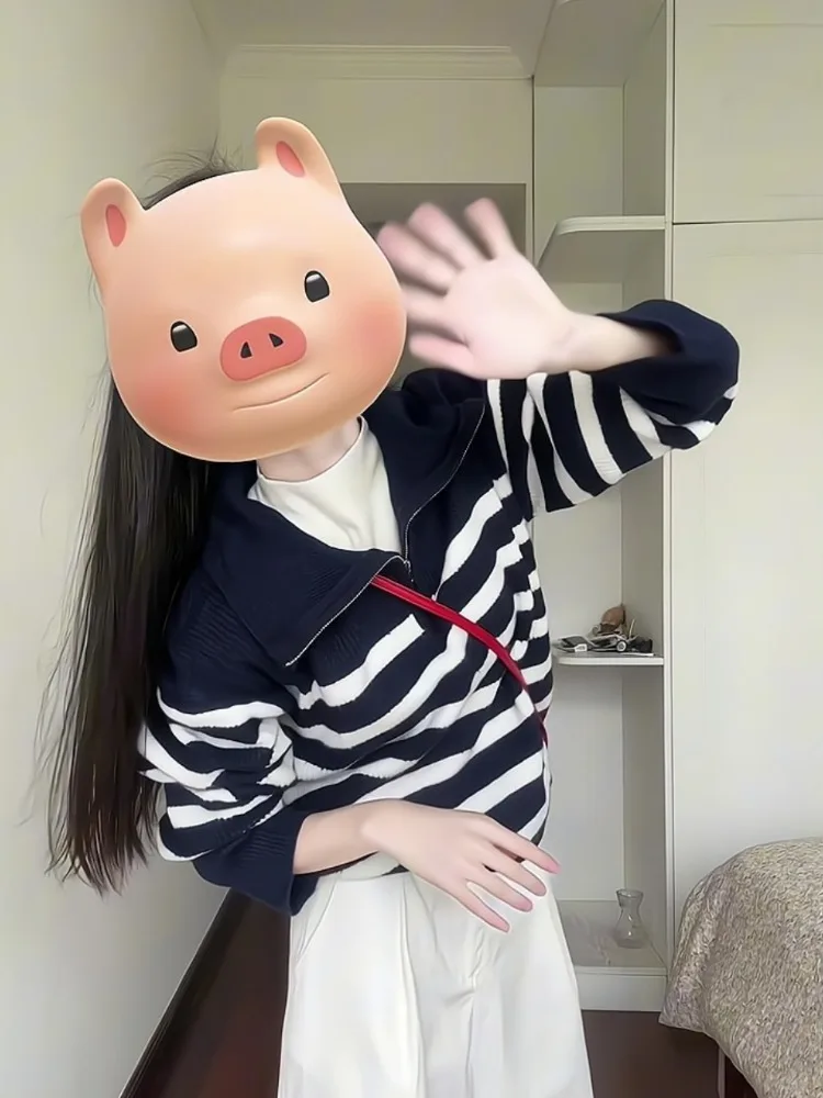 Mela Blue Wear контрастного цвета в полоску пуловер на молнии женский зимний супер